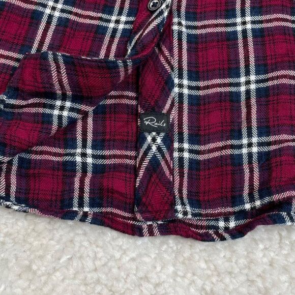 Rails Hunter Flannel Plaid Button Up Shirt Burgundy Blue - Picture 5 of 7